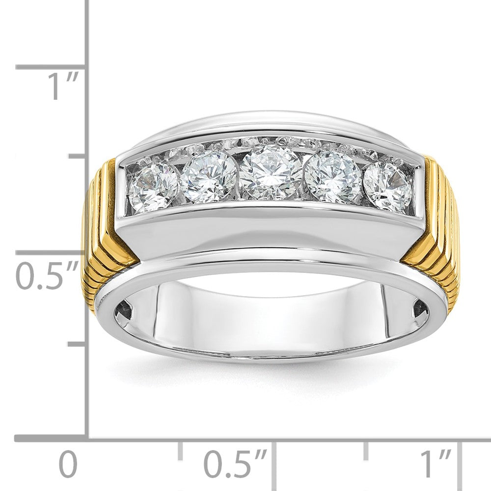 IBGoodman Two-tone Men's Polished and Textured 5-Stone 1 Carat AA Quality Diamond Ring - WBC