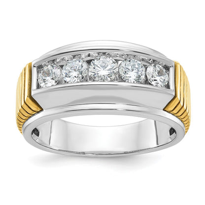 IBGoodman Two-tone Men's Polished and Textured 5-Stone 1 Carat AA Quality Diamond Ring - WBC