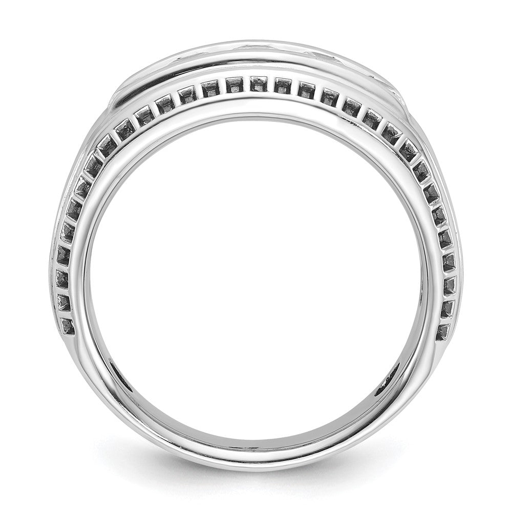 IBGoodman with Black Rhodium Men's Polished and Textured 5-Stone 1 Carat AA Quality Diamond Ring - WBC