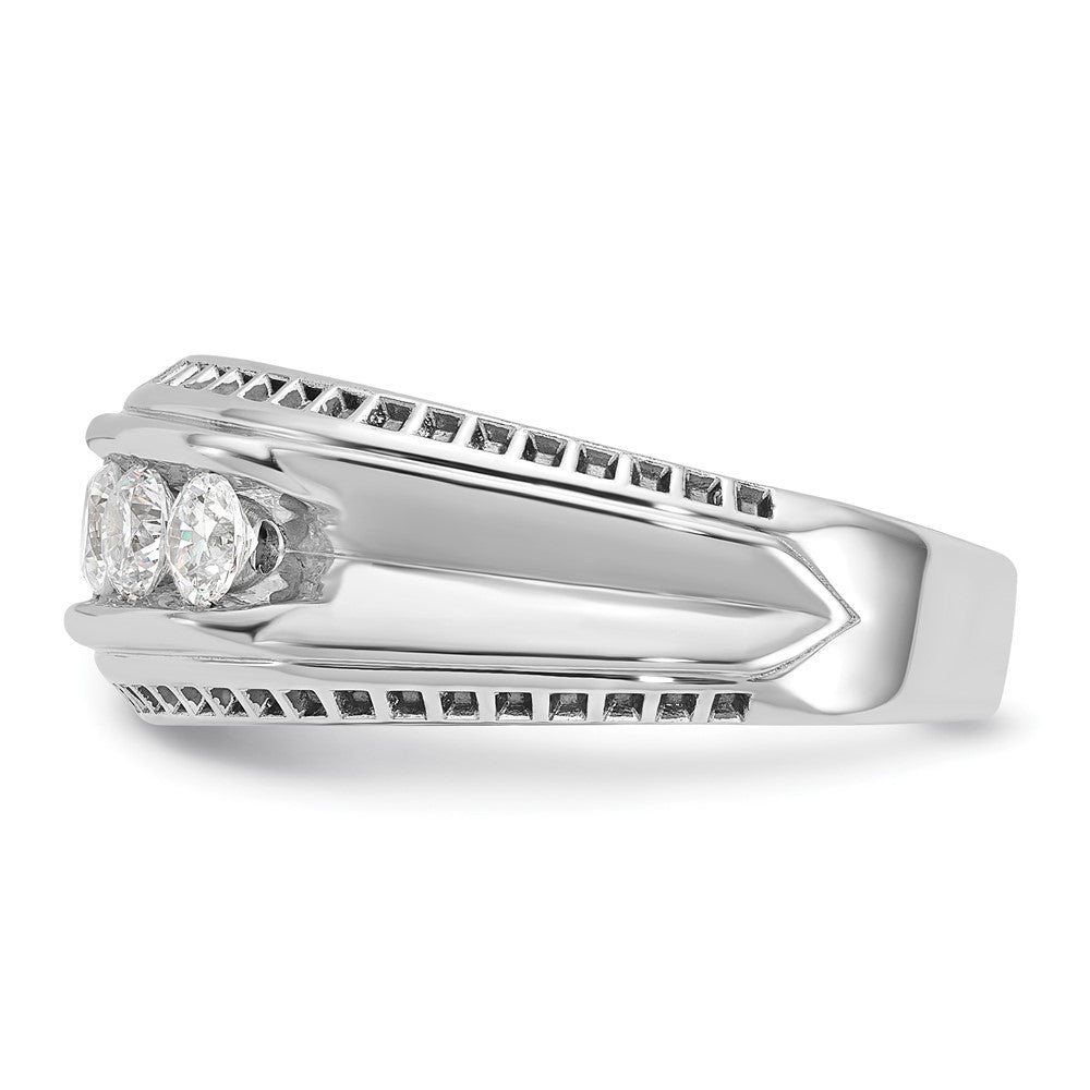 IBGoodman with Black Rhodium Men's Polished and Textured 5-Stone 1 Carat AA Quality Diamond Ring - WBC