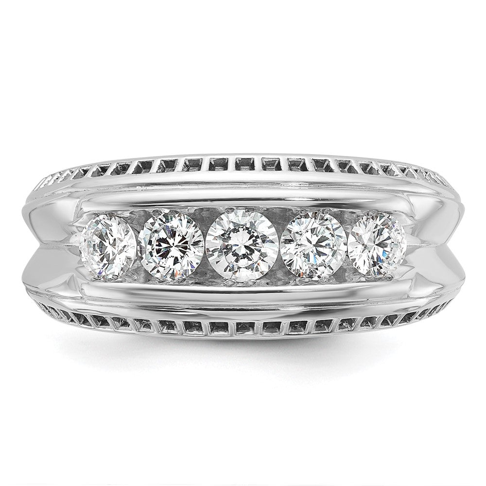 IBGoodman with Black Rhodium Men's Polished and Textured 5-Stone 1 Carat AA Quality Diamond Ring - WBC