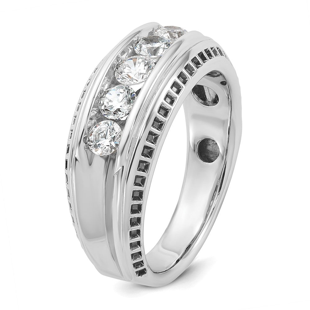 IBGoodman with Black Rhodium Men's Polished and Textured 5-Stone 1 Carat AA Quality Diamond Ring - WBC