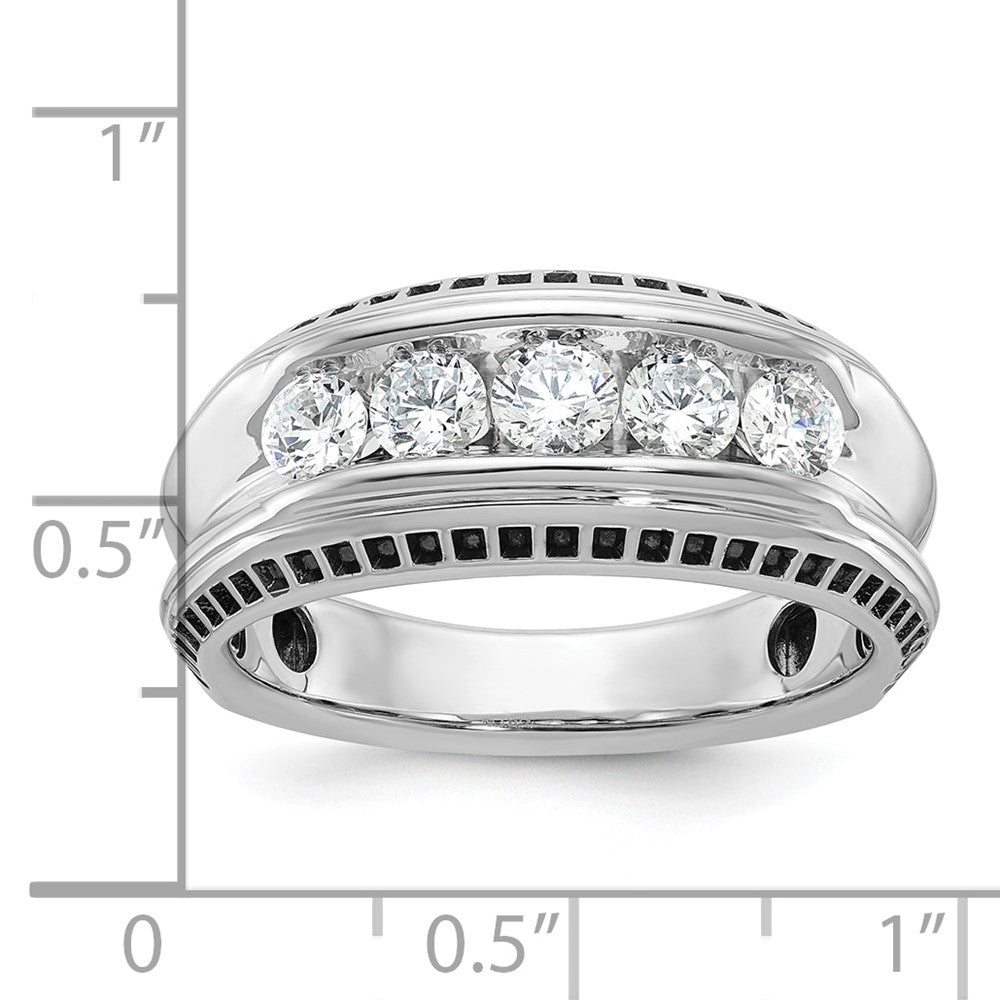 IBGoodman with Black Rhodium Men's Polished and Textured 5-Stone 1 Carat AA Quality Diamond Ring - WBC