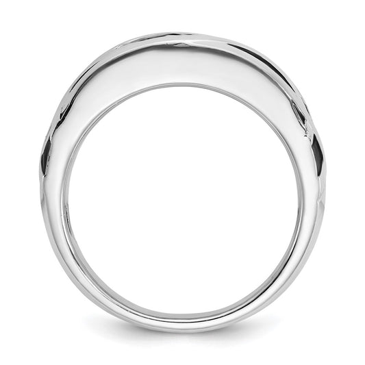 IBGoodman with Black Rhodium Men's Polished Satin and Grooved 3/8 Carat AA Quality Diamond Ring - WBC