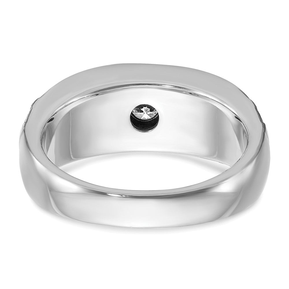 IBGoodman with Black Rhodium Men's Polished Satin and Grooved 3/8 Carat AA Quality Diamond Ring - WBC