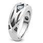 IBGoodman with Black Rhodium Men's Polished Satin and Grooved 3/8 Carat AA Quality Diamond Ring - WBC