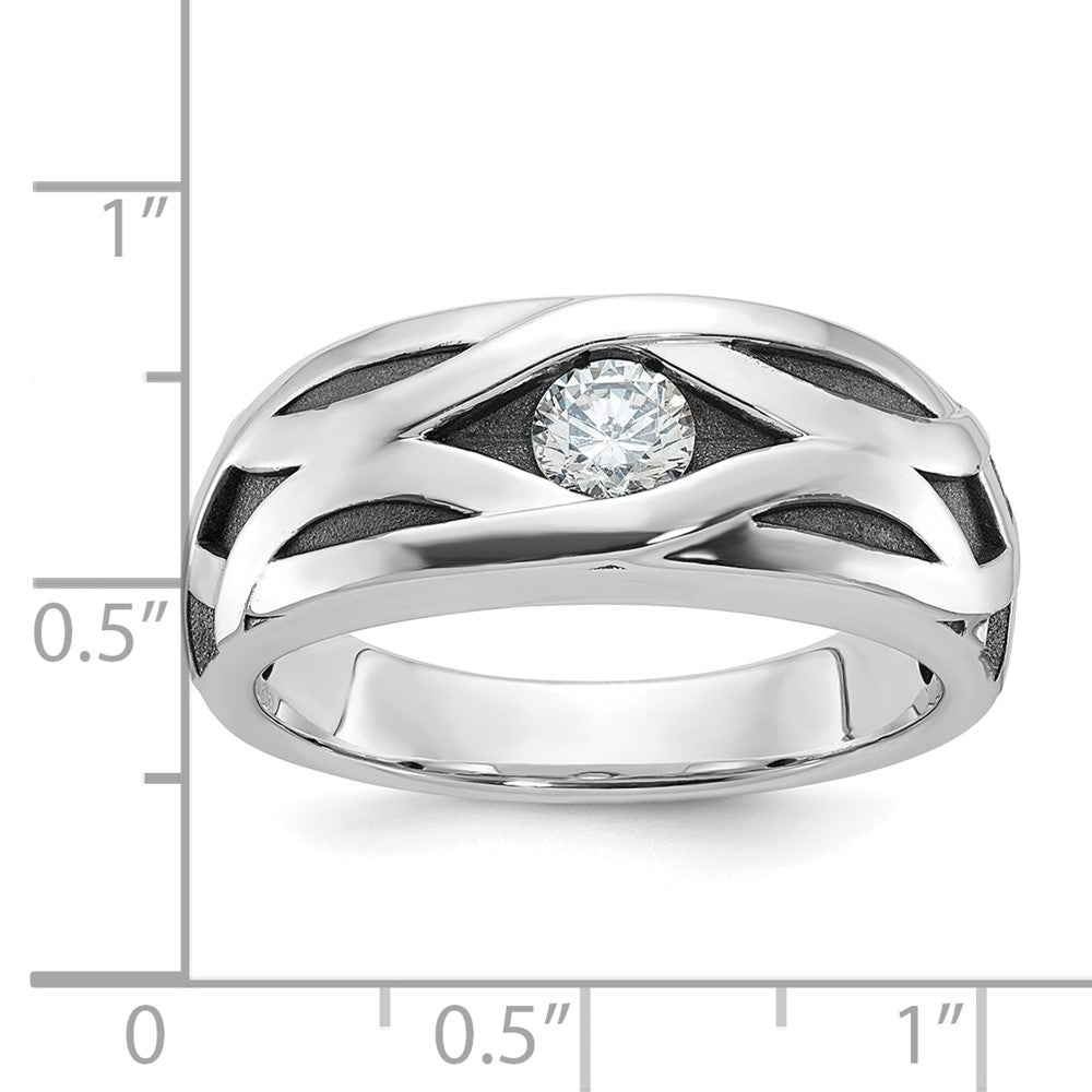 IBGoodman with Black Rhodium Men's Polished Satin and Grooved 3/8 Carat AA Quality Diamond Ring - WBC