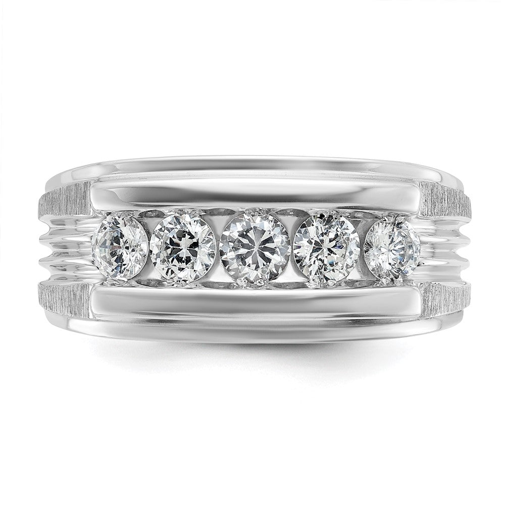 IBGoodman Men's Polished Brushed and Grooved 5-Stone 1 Carat AA Quality Diamond Ring - WBC