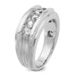 IBGoodman Men's Polished Brushed and Grooved 5-Stone 1 Carat AA Quality Diamond Ring - WBC