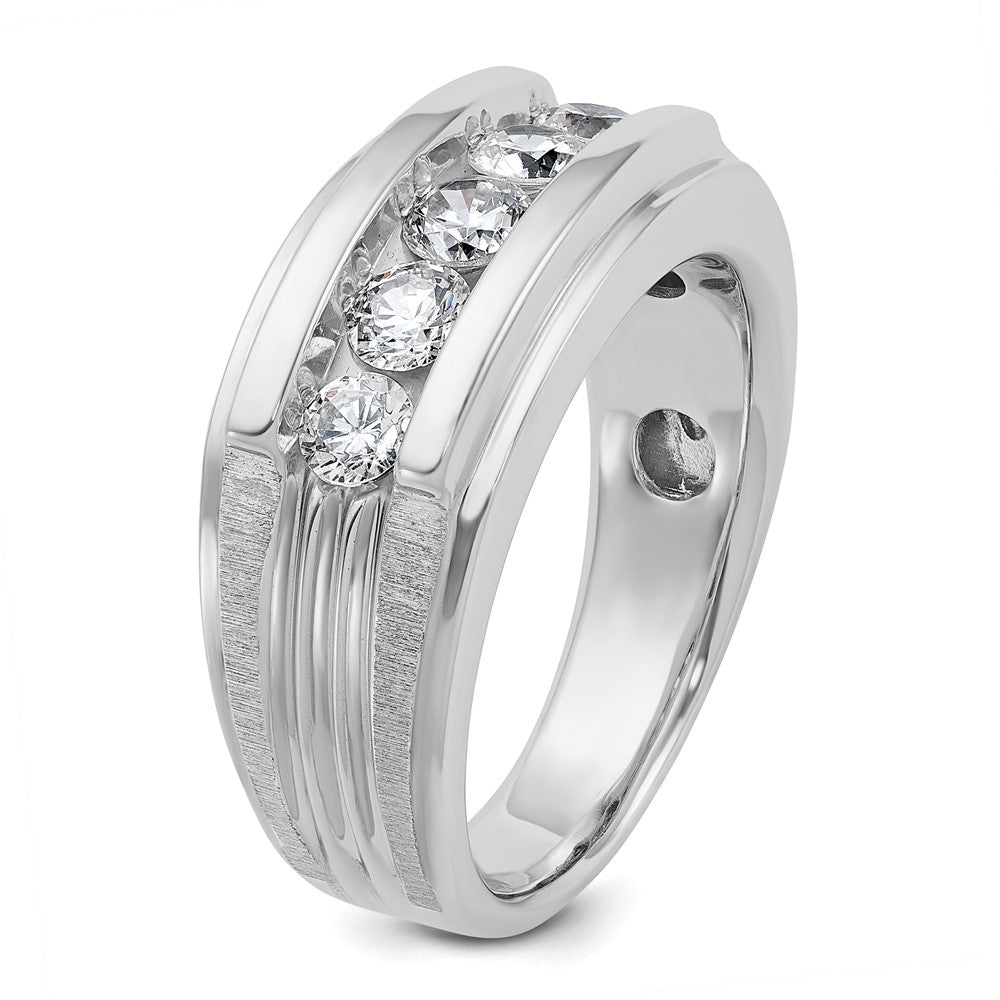 IBGoodman Men's Polished Brushed and Grooved 5-Stone 1 Carat AA Quality Diamond Ring - WBC