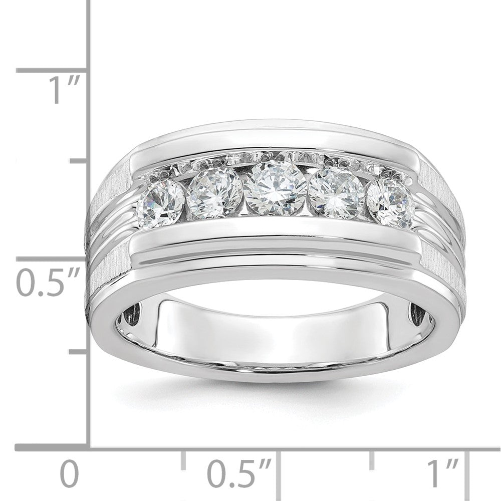 IBGoodman Men's Polished Brushed and Grooved 5-Stone 1 Carat AA Quality Diamond Ring - WBC