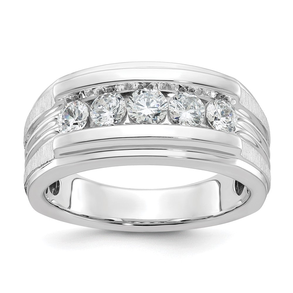 IBGoodman Men's Polished Brushed and Grooved 5-Stone 1 Carat AA Quality Diamond Ring - WBC
