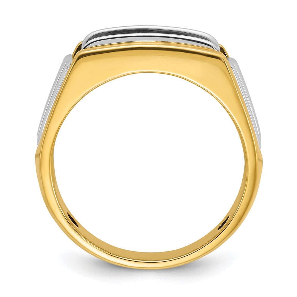 IBGoodman Two-tone Men's Polished and Grooved 3-Stone 1 Carat AA Quality Diamond Ring - WBC