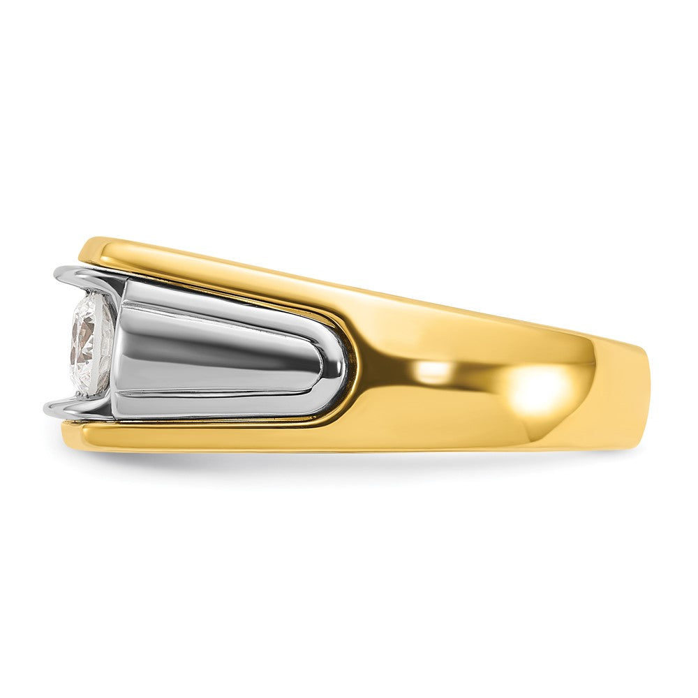 IBGoodman Two-tone Men's Polished and Grooved 3-Stone 1 Carat AA Quality Diamond Ring - WBC