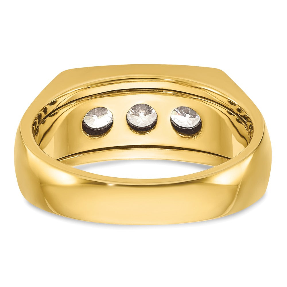 IBGoodman Two-tone Men's Polished and Grooved 3-Stone 1 Carat AA Quality Diamond Ring - WBC