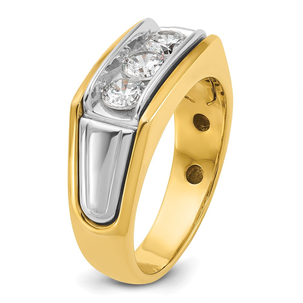 IBGoodman Two-tone Men's Polished and Grooved 3-Stone 1 Carat AA Quality Diamond Ring - WBC