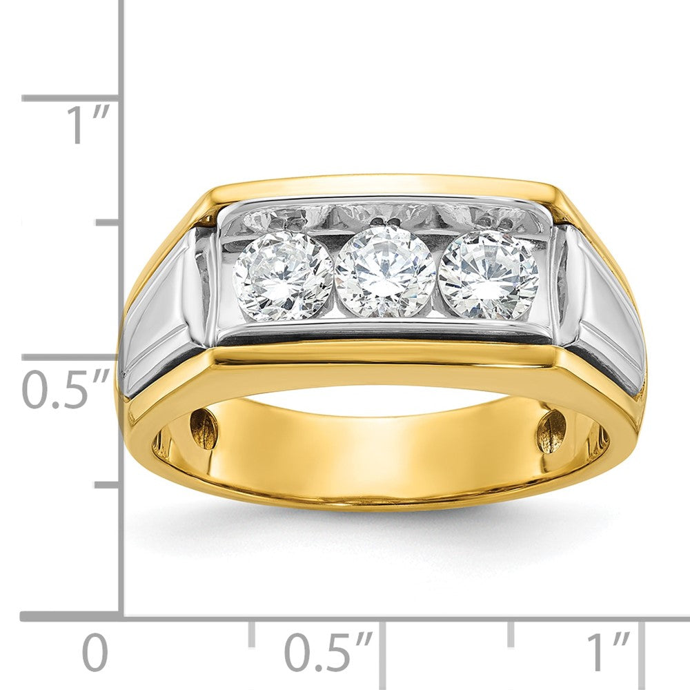 IBGoodman Two-tone Men's Polished and Grooved 3-Stone 1 Carat AA Quality Diamond Ring - WBC