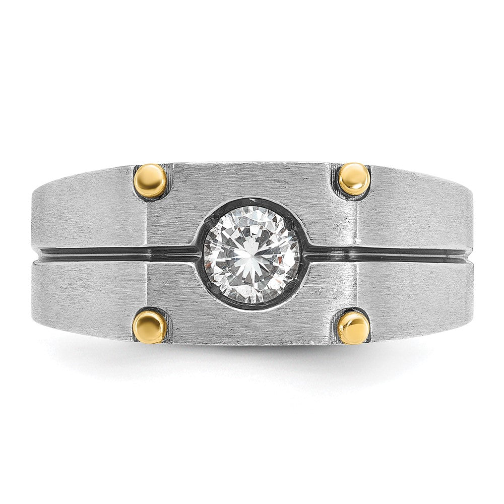 IB Goodman Two-tone Mens Polished and Satin 1/2 carat Diamond Complete Ring - WBC
