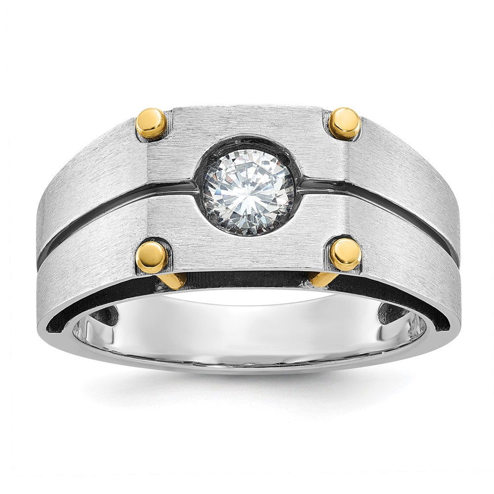 IB Goodman Two-tone Mens Polished and Satin 1/2 carat Diamond Complete Ring - WBC