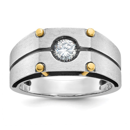 IB Goodman Two-tone Mens Polished and Satin 1/2 carat Diamond Complete Ring - WBC