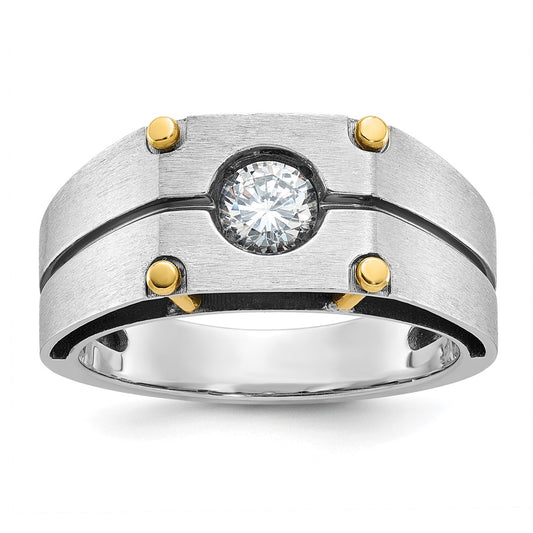 IB Goodman Two-tone Mens Polished and Satin 1/2 carat Diamond Complete Ring - WBC
