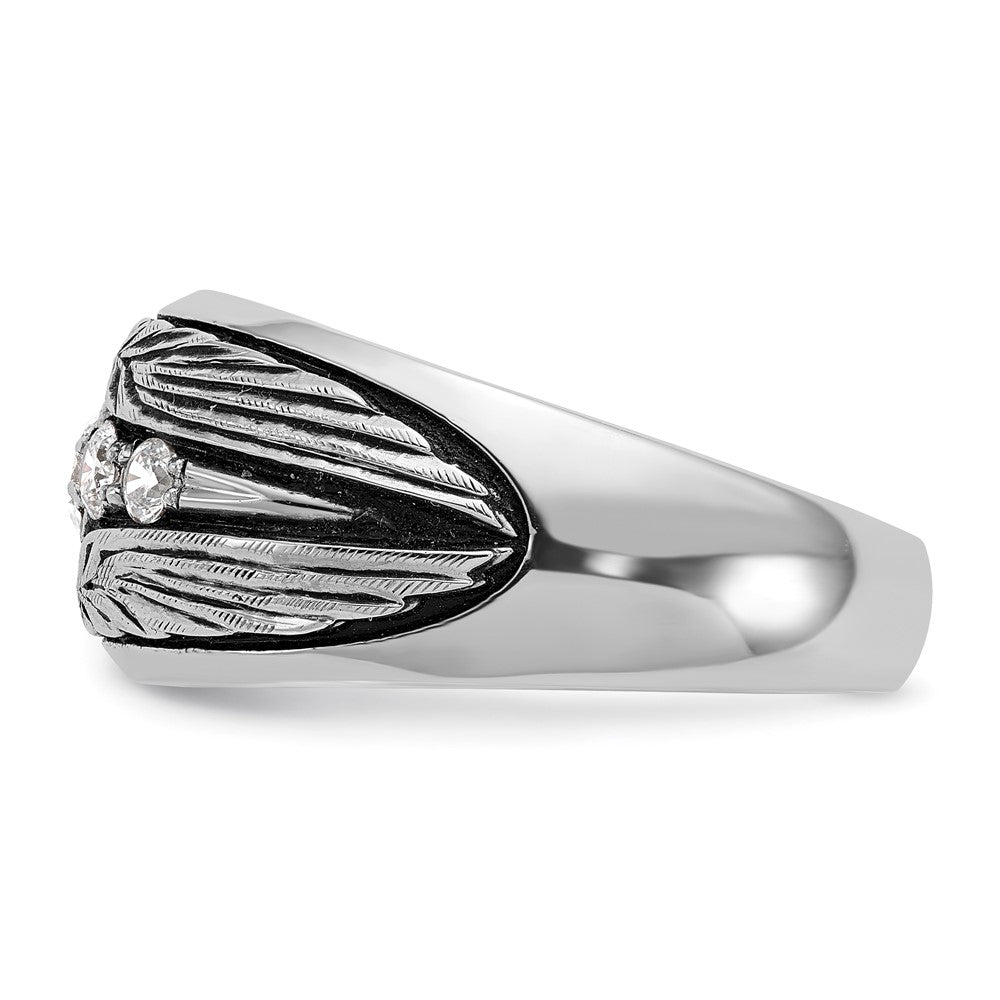 IBGoodman with Black Rhodium Men's Polished and Textured 5-Stone 1/2 Carat AA Quality Diamond Ring - WBC