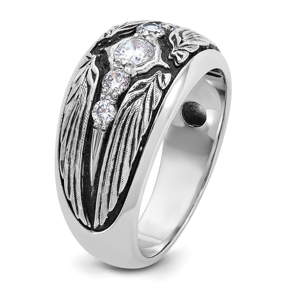 IBGoodman with Black Rhodium Men's Polished and Textured 5-Stone 1/2 Carat AA Quality Diamond Ring - WBC