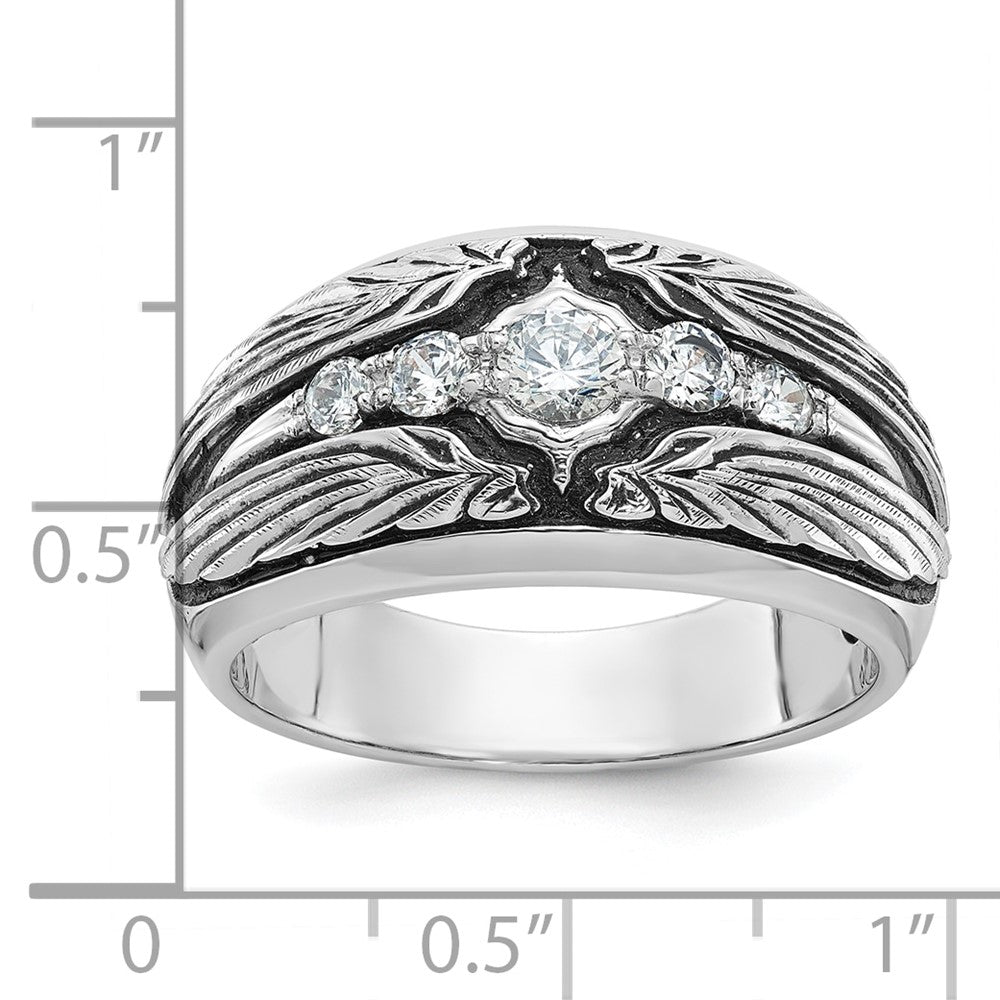 IBGoodman with Black Rhodium Men's Polished and Textured 5-Stone 1/2 Carat AA Quality Diamond Ring - WBC