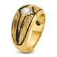 IBGoodman with Black Rhodium Men's Polished and Textured Solitaire 1/2 Carat AA Quality Diamond Ring - WBC