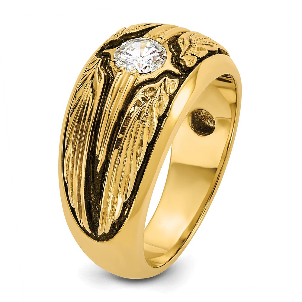 IBGoodman with Black Rhodium Men's Polished and Textured Solitaire 1/2 Carat AA Quality Diamond Ring - WBC