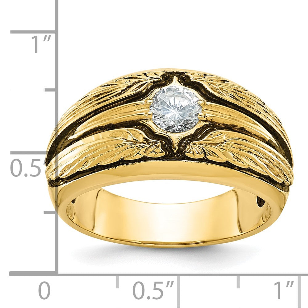 IBGoodman with Black Rhodium Men's Polished and Textured Solitaire 1/2 Carat AA Quality Diamond Ring - WBC