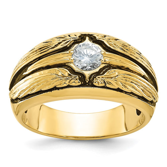 IBGoodman with Black Rhodium Men's Polished and Textured Solitaire 1/2 Carat AA Quality Diamond Ring - WBC