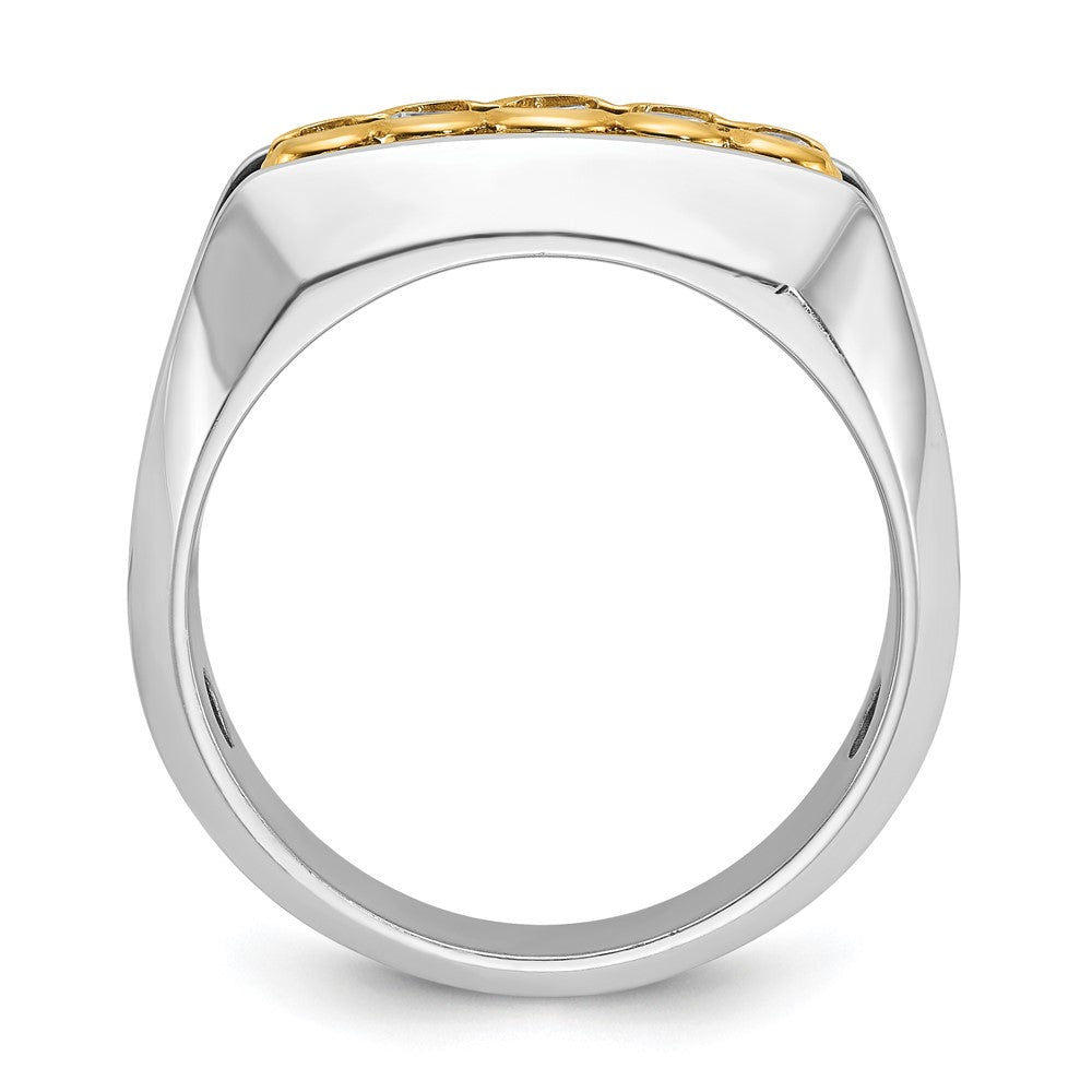IBGoodman Two-tone Men's Polished Graduated 5-Stone 1/2 Carat AA Quality Diamond Ring - WBC