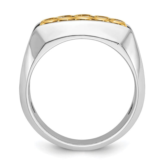 IBGoodman Two-tone Men's Polished Graduated 5-Stone 1/2 Carat AA Quality Diamond Ring - WBC