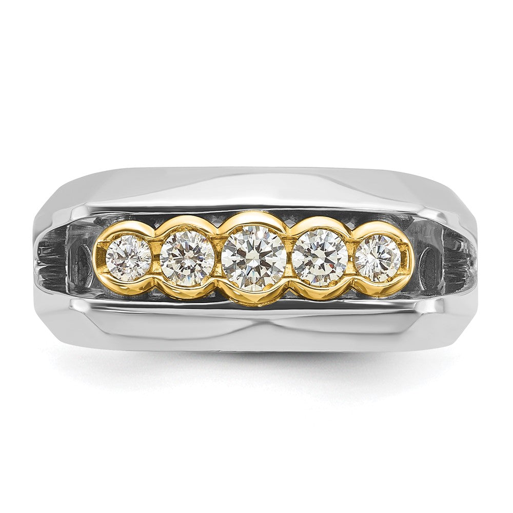 IBGoodman Two-tone Men's Polished Graduated 5-Stone 1/2 Carat AA Quality Diamond Ring - WBC