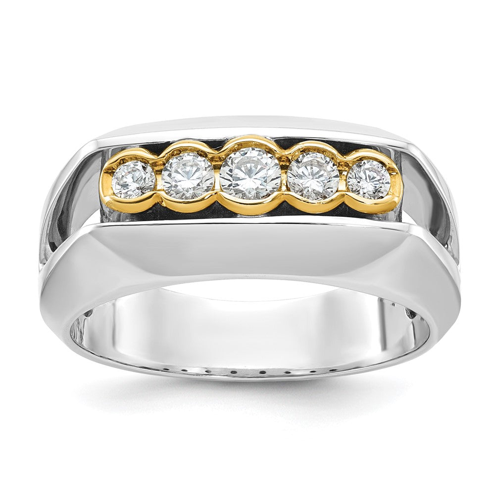 IBGoodman Two-tone Men's Polished Graduated 5-Stone 1/2 Carat AA Quality Diamond Ring - WBC