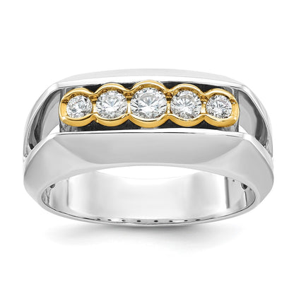 IBGoodman Two-tone Men's Polished Graduated 5-Stone 1/2 Carat AA Quality Diamond Ring - WBC