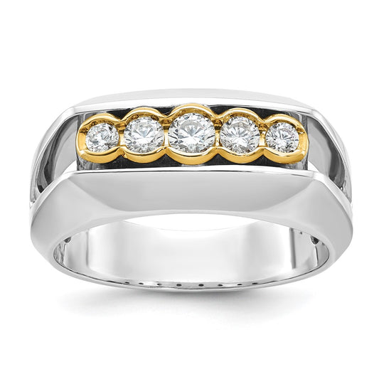 IBGoodman Two-tone Men's Polished Graduated 5-Stone 1/2 Carat AA Quality Diamond Ring - WBC