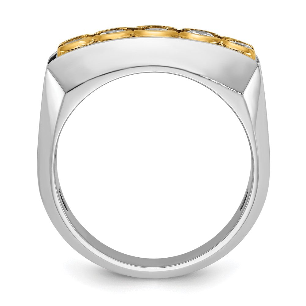 IBGoodman Two-tone Men's Polished Graduated 5-Stone 1 Carat AA Quality Diamond Ring - WBC