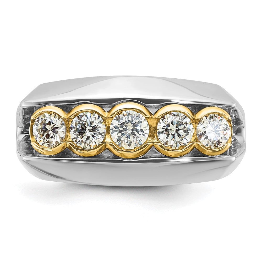 IBGoodman Two-tone Men's Polished Graduated 5-Stone 1 Carat AA Quality Diamond Ring - WBC