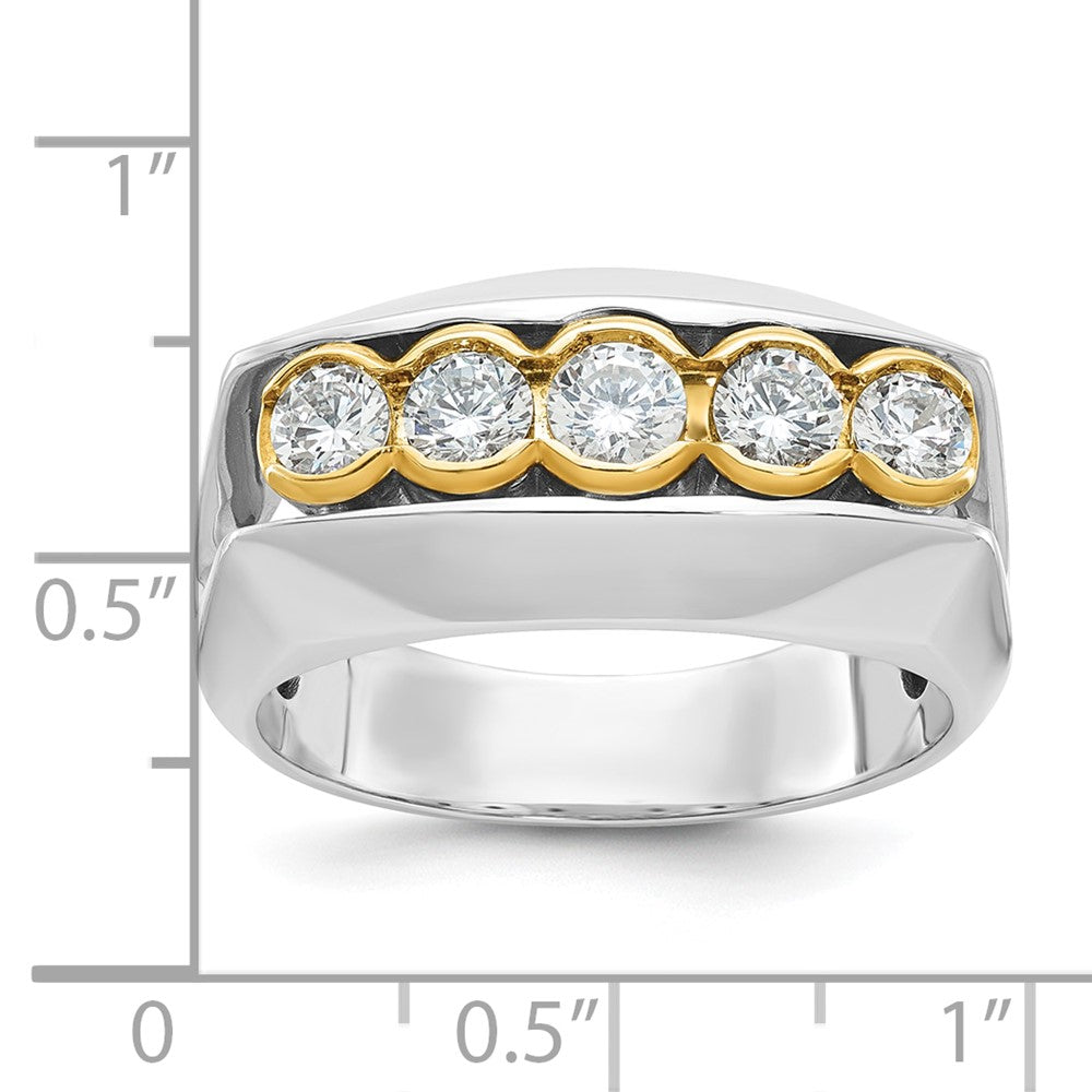 IBGoodman Two-tone Men's Polished Graduated 5-Stone 1 Carat AA Quality Diamond Ring - WBC