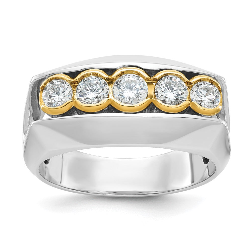 IBGoodman Two-tone Men's Polished Graduated 5-Stone 1 Carat AA Quality Diamond Ring - WBC
