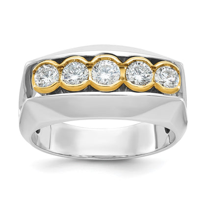 IBGoodman Two-tone Men's Polished Graduated 5-Stone 1 Carat AA Quality Diamond Ring - WBC