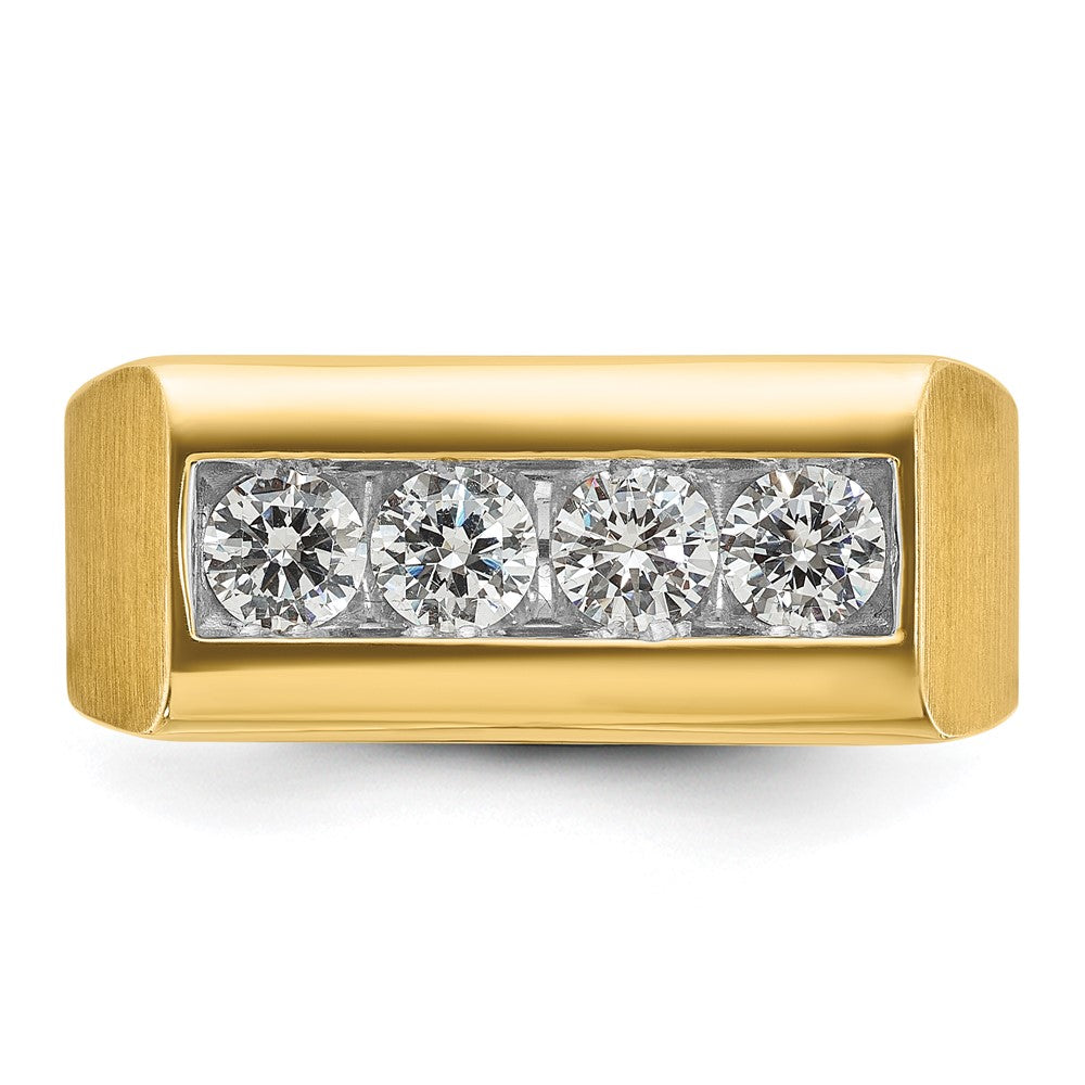 IBGoodman Men's Polished and Satin 4-Stone 1 Carat AA Quality Diamond Ring - WBC