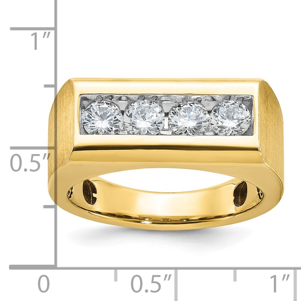 IBGoodman Men's Polished and Satin 4-Stone 1 Carat AA Quality Diamond Ring - WBC