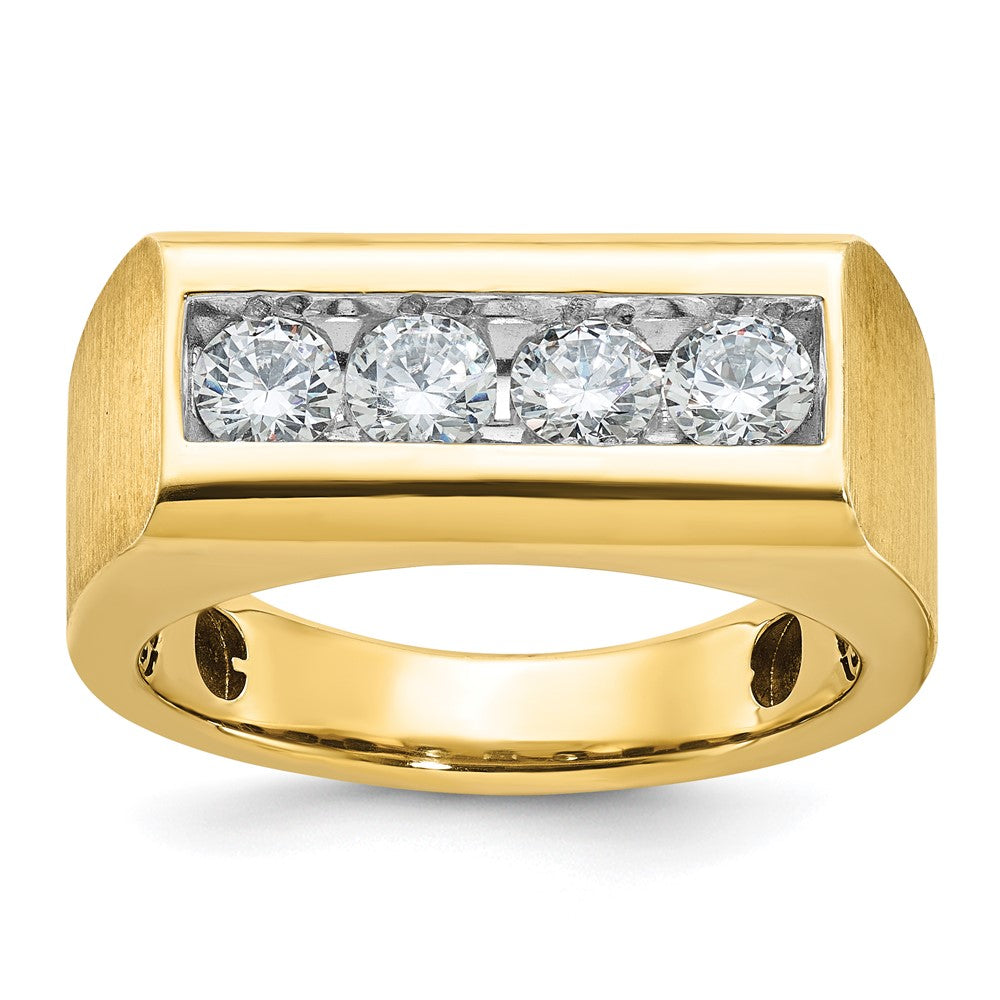 IBGoodman Men's Polished and Satin 4-Stone 1 Carat AA Quality Diamond Ring - WBC