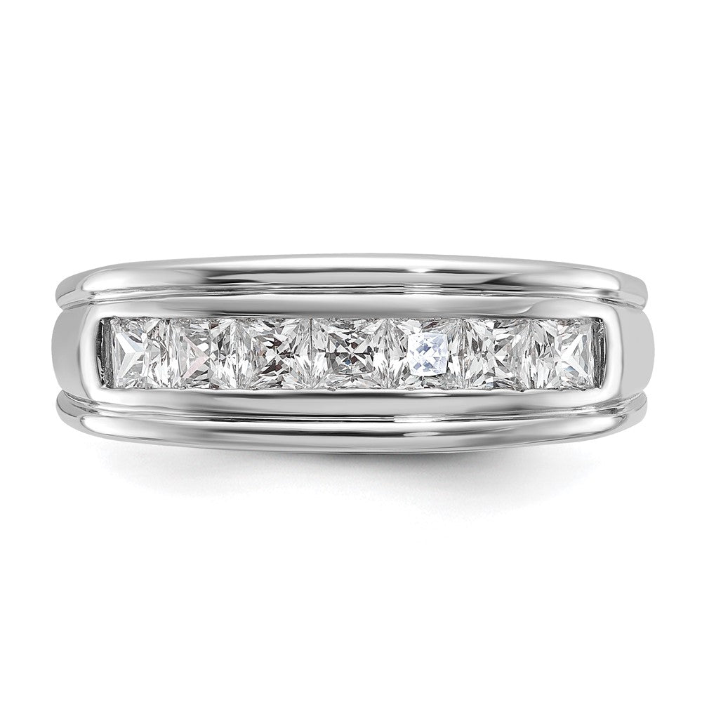 IBGoodman Men's Polished and Grooved 7-Stone Square 1 Carat AA Quality Diamond Ring - WBC
