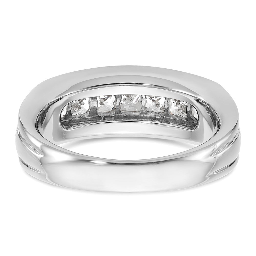 IBGoodman Men's Polished and Grooved 7-Stone Square 1 Carat AA Quality Diamond Ring - WBC