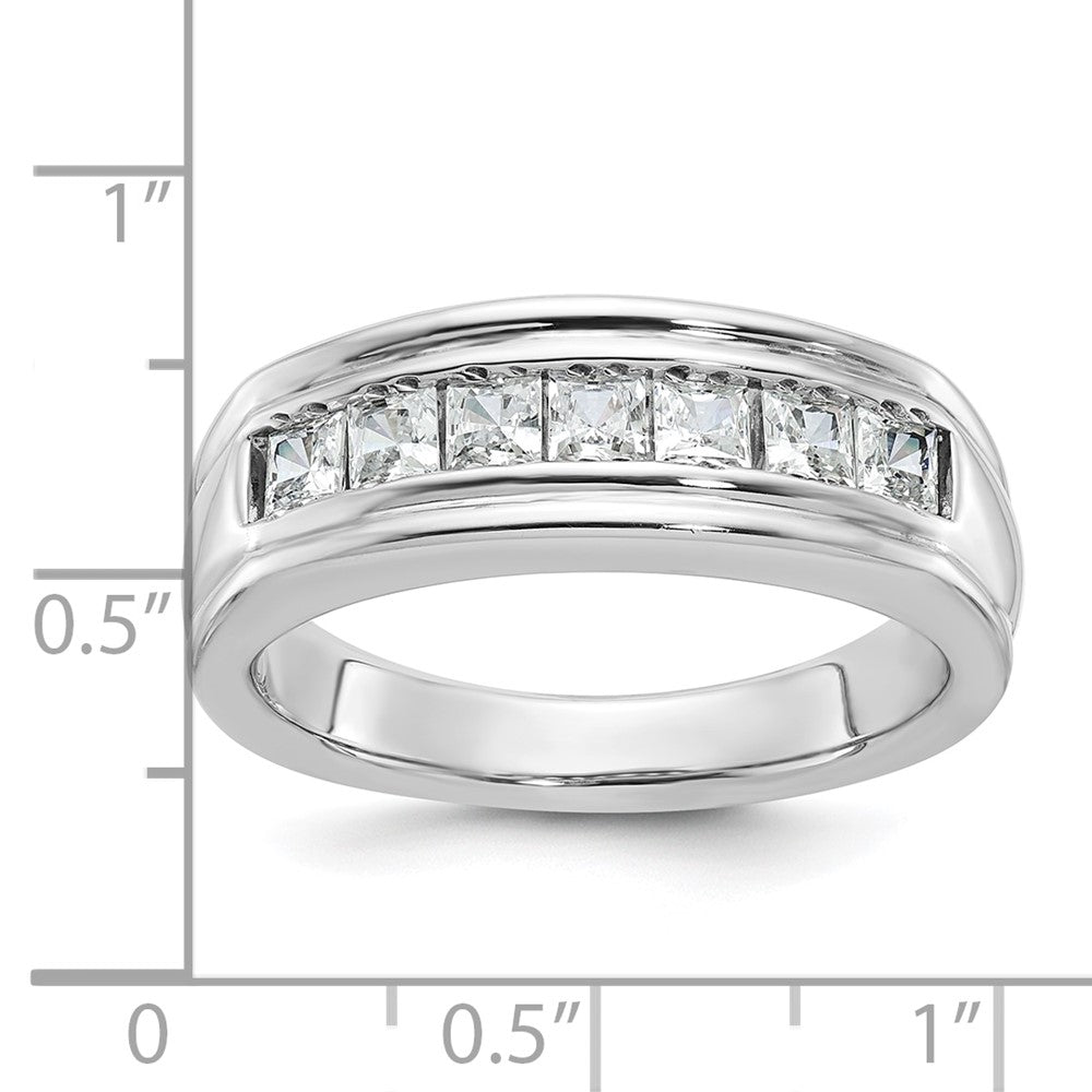 IBGoodman Men's Polished and Grooved 7-Stone Square 1 Carat AA Quality Diamond Ring - WBC