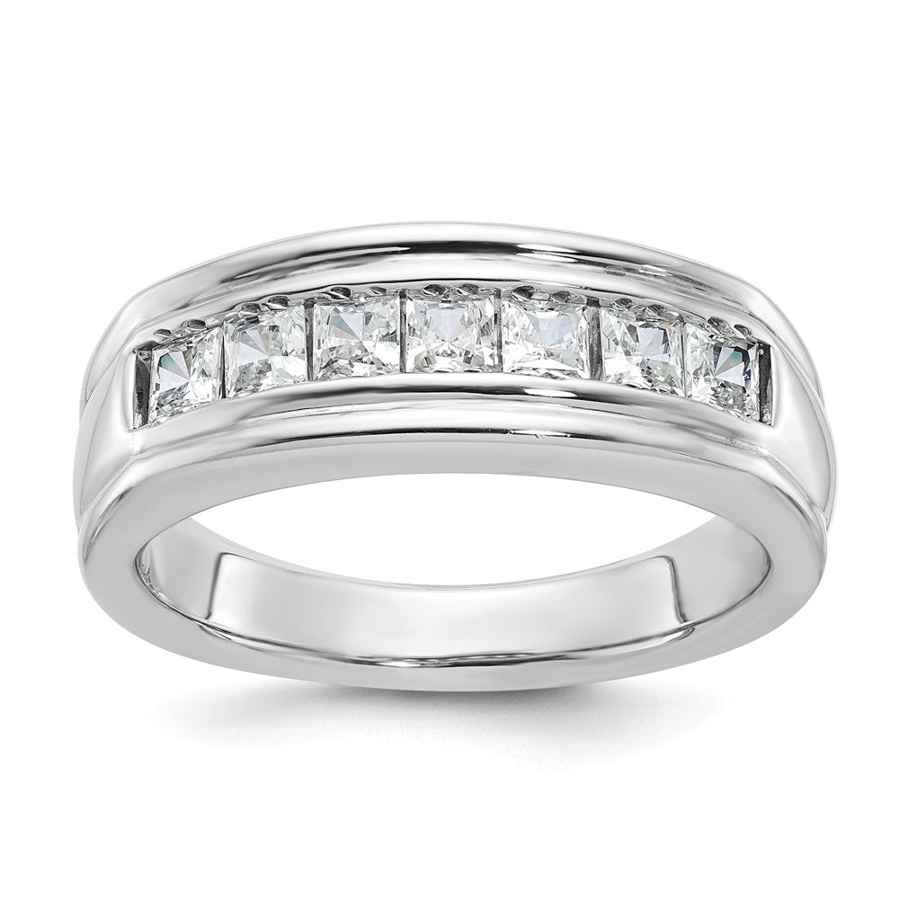IBGoodman Men's Polished and Grooved 7-Stone Square 1 Carat AA Quality Diamond Ring - WBC